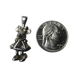 Vintage Disney Minnie Mouse 925 Silver Pendant w Birthstone
